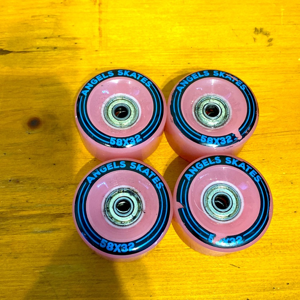 Lot of 4 Pink Angels Skates 58 x 32 roller skate wheels